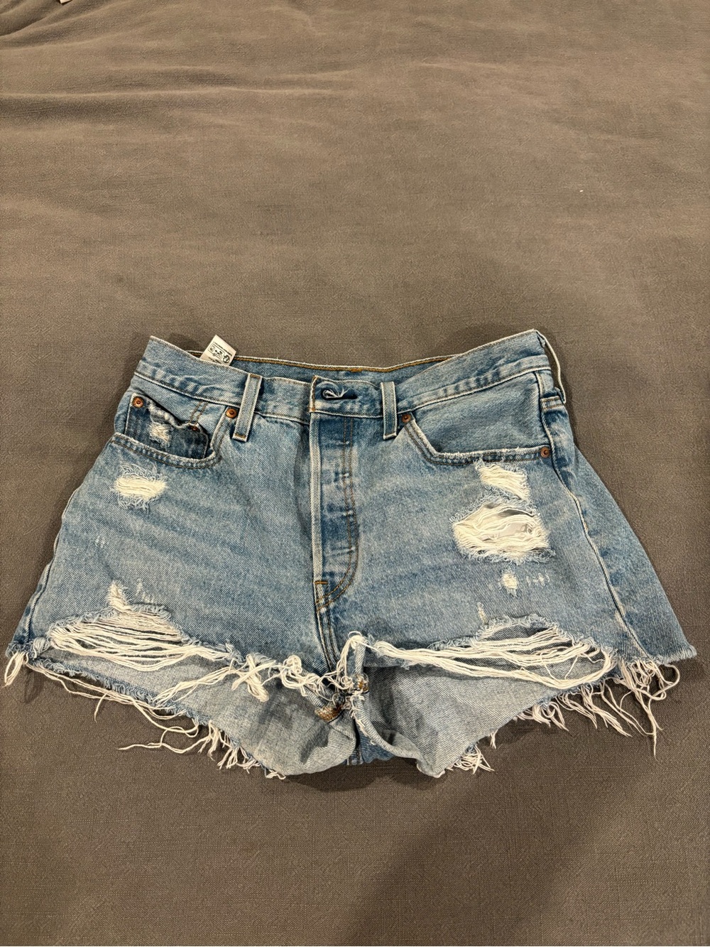 Levi's Light Blue Distressed Denim Cutoff Shorts